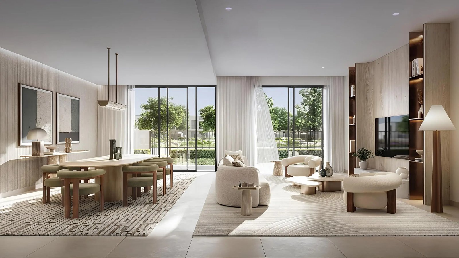 Alva at The Valley living and dining room — Emaar render