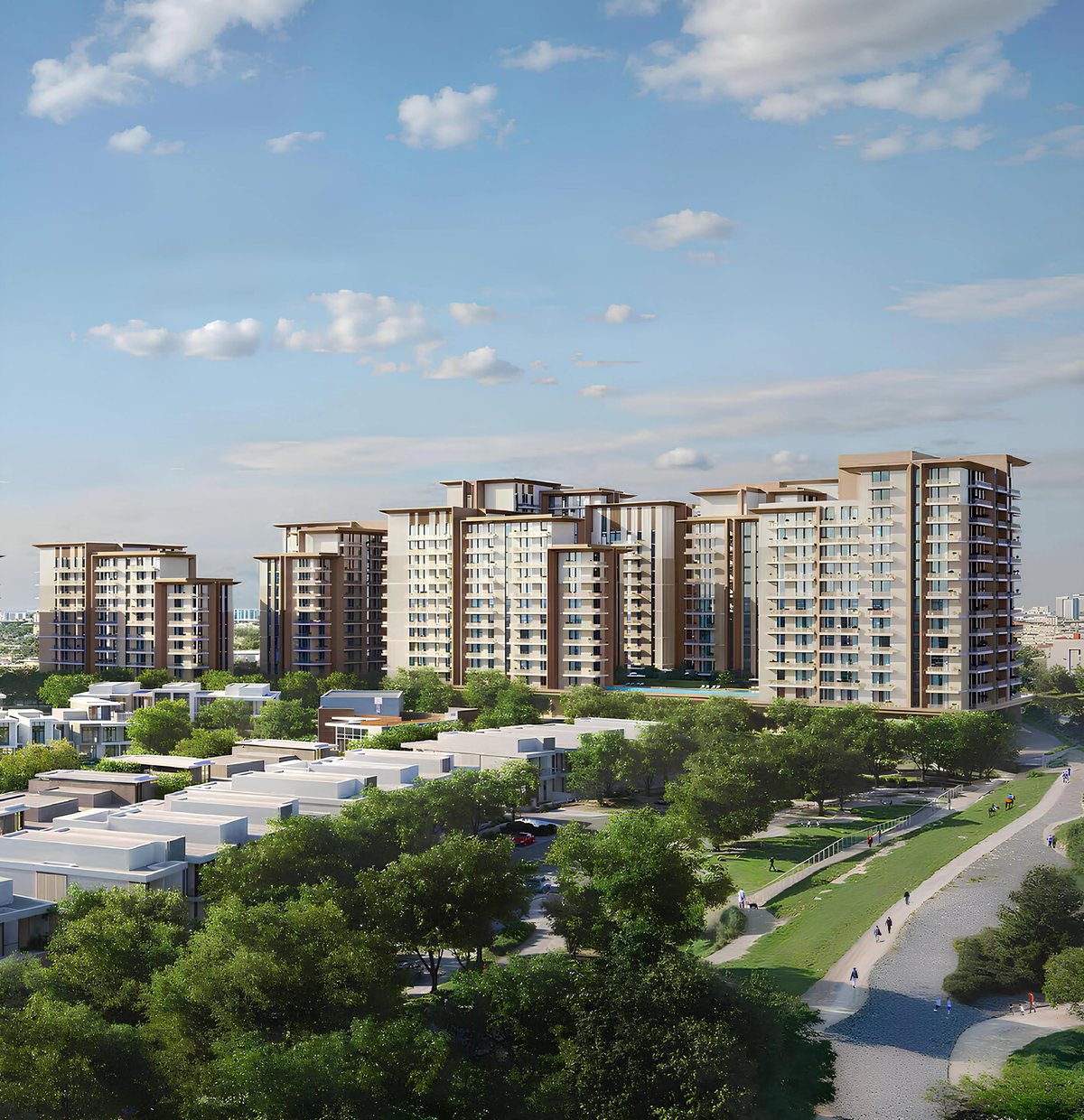 Expo Valley Views community from above — developer render