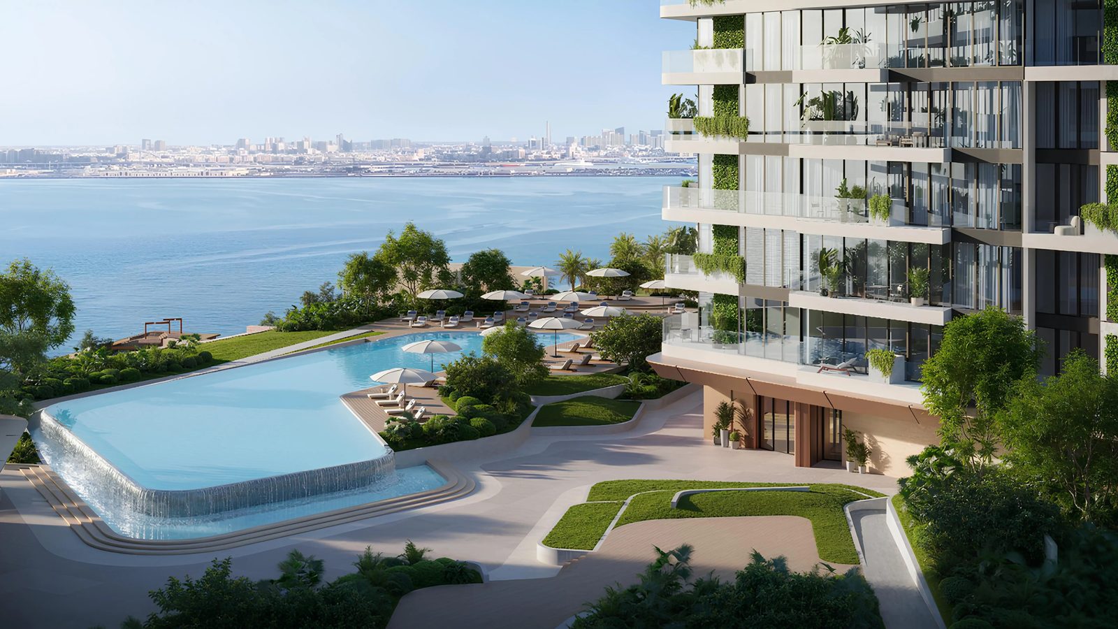 Soulever podium infinity pool beside the sea, Beyond render
